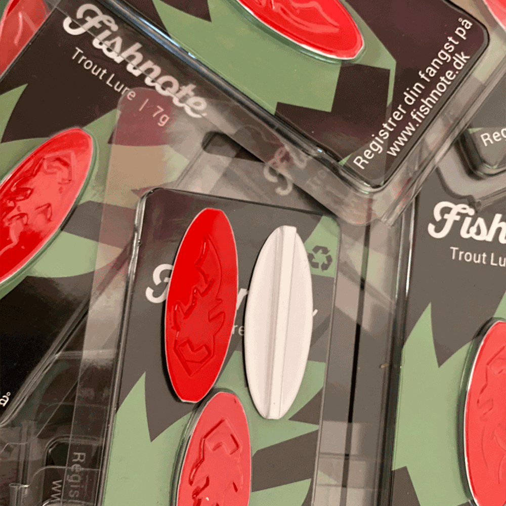 Fishnote Trout Lure 7 Gr Rød Hvid   Gennemløber