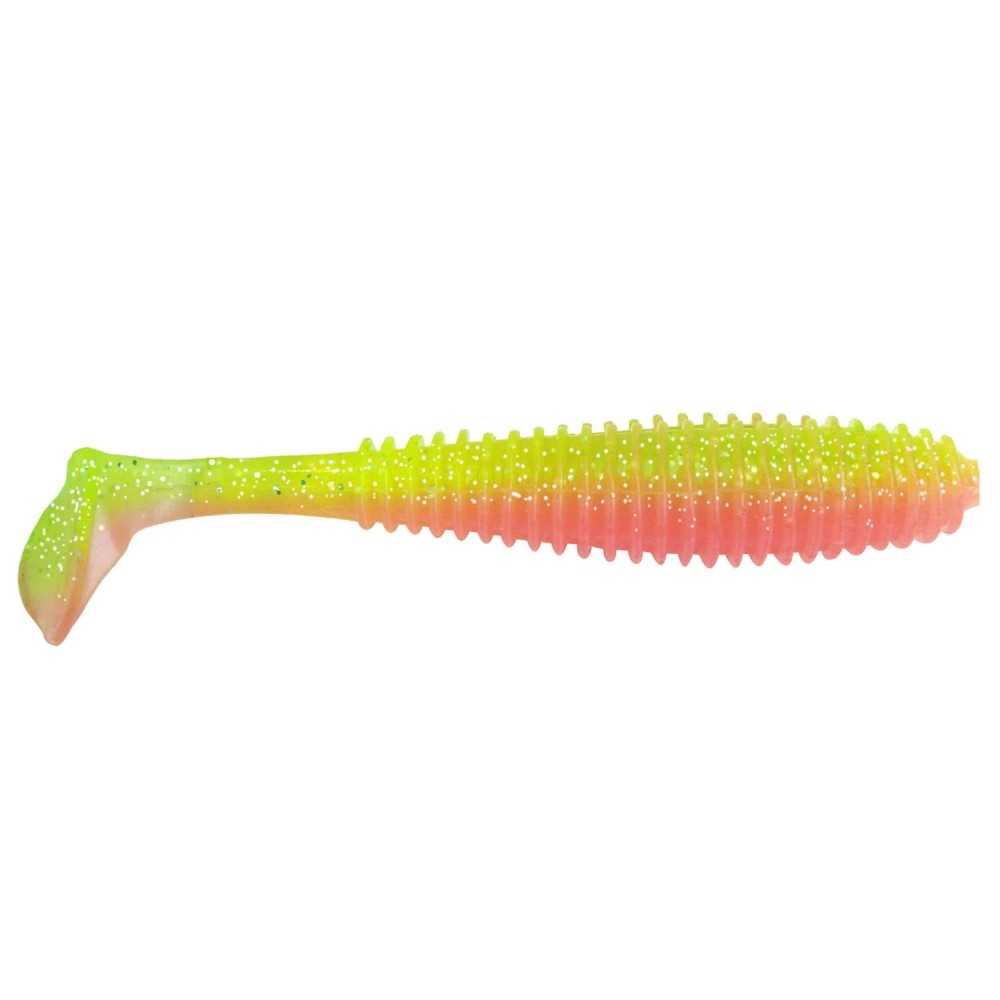 Angel Dom? Ne Gummifisch Canyonizer 2stk 14 5cm   29gr Green Glitter Light Pink   Softbait