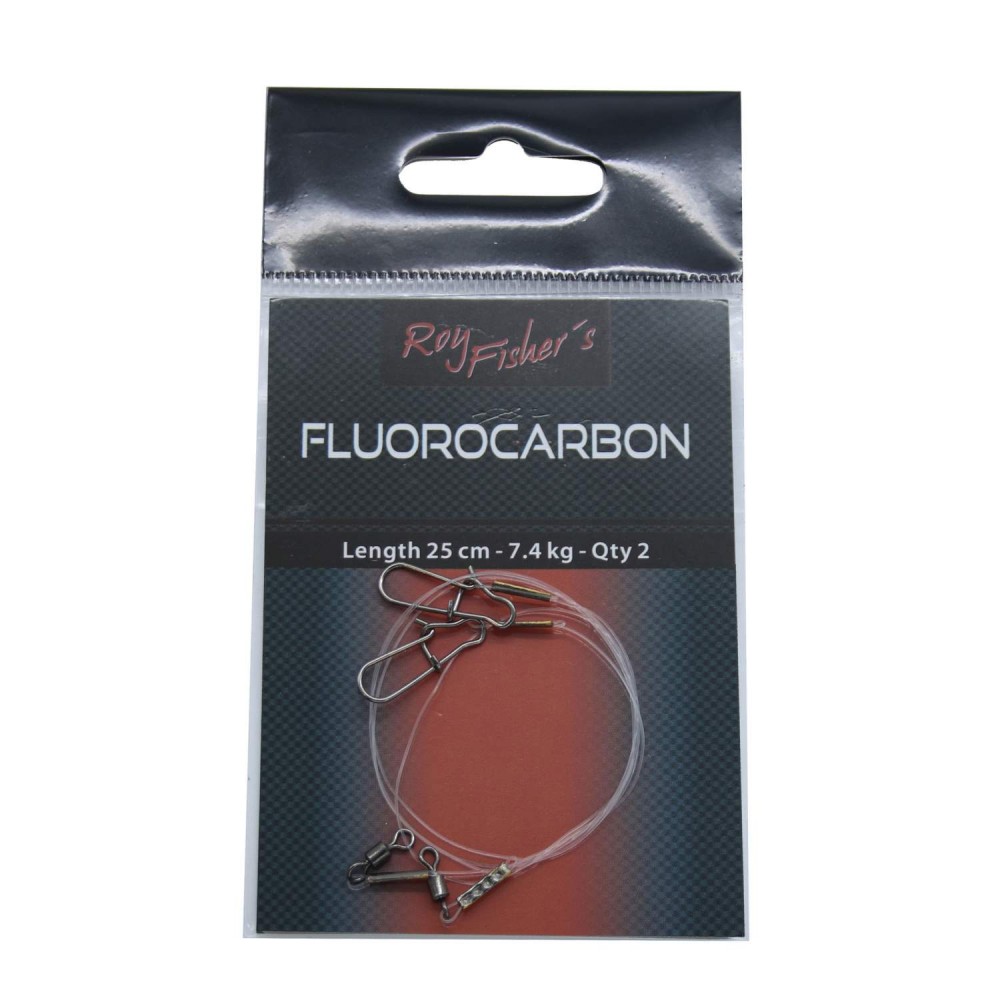 Roy Fishers Fluorocarbon Med Svirvel Og Karabinhage 0 28mm   Fluorocarbon